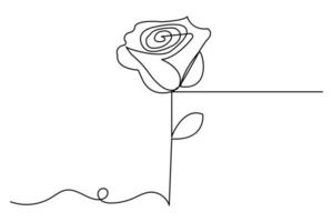 Continuous one line rose flower drawing of outline clip art vector