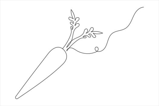 Carrot continuous one line art of isolated outline flat design vector