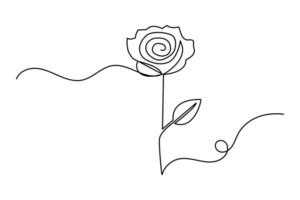 Continuous one line rose flower drawing of outline hand drawing vector