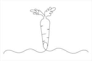 Continuous one line carrot drawing of isolated outline flat design vector