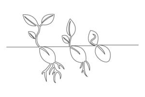 Growth plant processing outline line drawing of tree flat icon vector