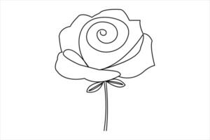 Continuous one line rose flower drawing of outline wall art vector