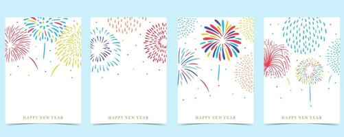firework happy new year on white background for vertical design vector