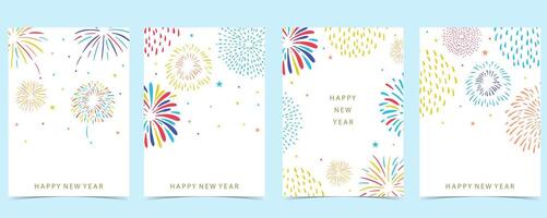 firework happy new year on white background vector