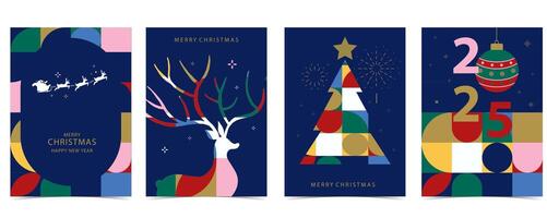 Christmas and happy new year background with geometric. vertical design for A4 vector