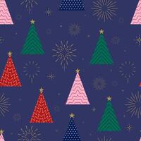Night christmas seamless pattern with christmas tree.design for tile ,frabric,paper vector