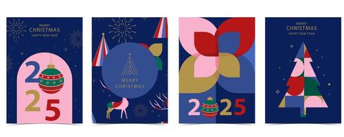 Christmas and happy new year background with christmas tree geometric. vertical design for A4 vector