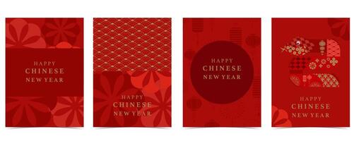 Happy Chinese New Year on red background with snake geometric vector