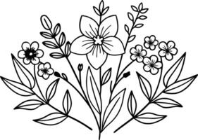 Black and white of flower lineart. vector