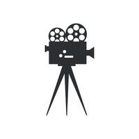 Retro movie camera icon silhouette isolated on white background. Movie concept vector