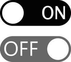 On Off Switch Toggle Buttons Black, Gray, Simple UI Design vector