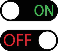 On Off Switch Toggle Buttons Black, White, Green, Red vector