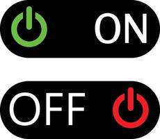 Green On, Red Off Power Button Switch Status Indicators vector