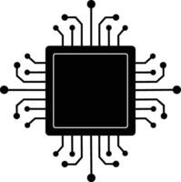 A simple black and white illustration of a microchip. Microchip Circuit Board Technology Digital Innovation Processor System vector