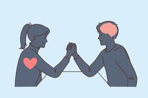 Conflict in relationship between man and woman due to differences in use of intellect or emotion vector