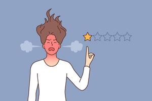 Woman hater puts one star to ruin rating of company that is to blame for negative user experience vector