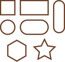 Set of geometric frames including squares, circles, ovals, stars, and hexagons with minimal design and clean outlines for modern graphic templates, decorative elements, layouts. illustration vector