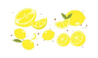 Collection of Cartoon Lemons Featuring Fresh and Sour Designs. vector