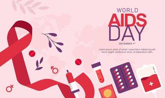 World AIDS Day Awareness Theme Flat Banner Background for HIV AIDS. vector