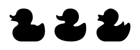 Rubber duck silhouette on white background. Duck toy silhouette icon design illustration vector
