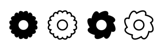 Rounded flower symbol set. Flower icon silhouette. illustration vector