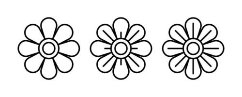 Flower icon outline set. Flower line art. Minimal flower illustration vector