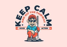 The Golfer character design holding a golf stick. Pink background vector