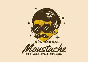 Old School moustache. Man with Moustache illustration character in vintage retro style vector
