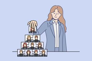 Woman recruiter is engaged in team building and creating corporate governance structure vector