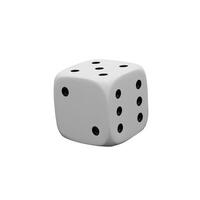 3d render game die. Gambling play with chance of risk or fortune. illustration of three-dimensional cube with number dots. Success symbol of opportunity in casino. Bet object. Las Vegas winning vector
