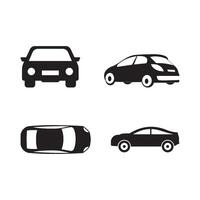 Four different types of cars are shown in black and white vector