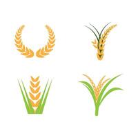 Four wheat icons on a white background vector