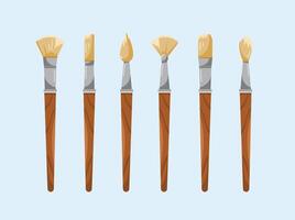 set of large paint brush icons, artist items in drawing in flat style, suitable for posters and web icons vector