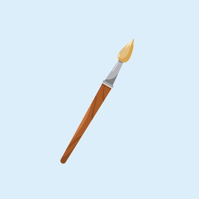 round paint brush icons, artist items in drawing in flat style, suitable for posters and web icons