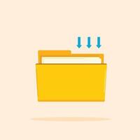 folder icon with yellow map, digital file storage box, suitable for poster and web icon vector