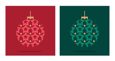 red and green round christmas lamp decoration in flat style, suitable for posters and web icons vector