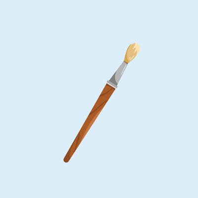 filbert paint brush icons, artist items in drawing in flat style, suitable for posters and web icons
