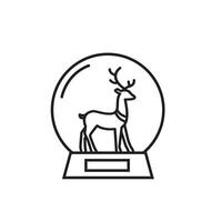 snow globe with reindeer in glass container, christmas icon for flat style greeting, suitable for poster and web icon vector