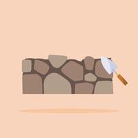 the process of making traditional walls with river stone, suitable for posters and web icons vector