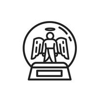 snow globe with winged angel in glass container, christmas icon for flat style greeting, suitable for poster and web icon vector