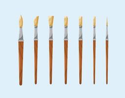 set of small paint brush icons, artist items in drawing in flat style, suitable for posters and web icons vector