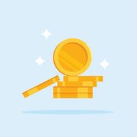 gold coin logo, stack of gold coins glittering in minimalist, suitable for poster and web icon vector