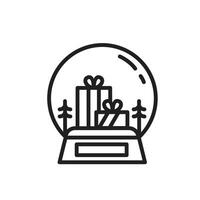 snow globe with gifts and pine in glass container, christmas icon for flat style greeting, suitable for poster and web icon vector