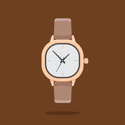 modern minimalist watch with leather belt, fashion watch for women, suitable for poster and web icon
