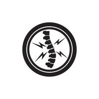 A black and white image of a spine with a lightning bolt vector