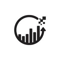 A black and white logo with a bar chart vector