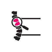 A magnifying glass is shown with a heart on it vector