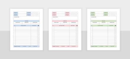 Project planner template. Daily planner kdp printable design template. Set of planner and to do list vector