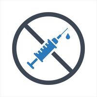 Do not use drugs icon. No vaccination sign vector