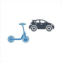Electric scooter icon. E-scooter on public road. Kick scooter icon vector
